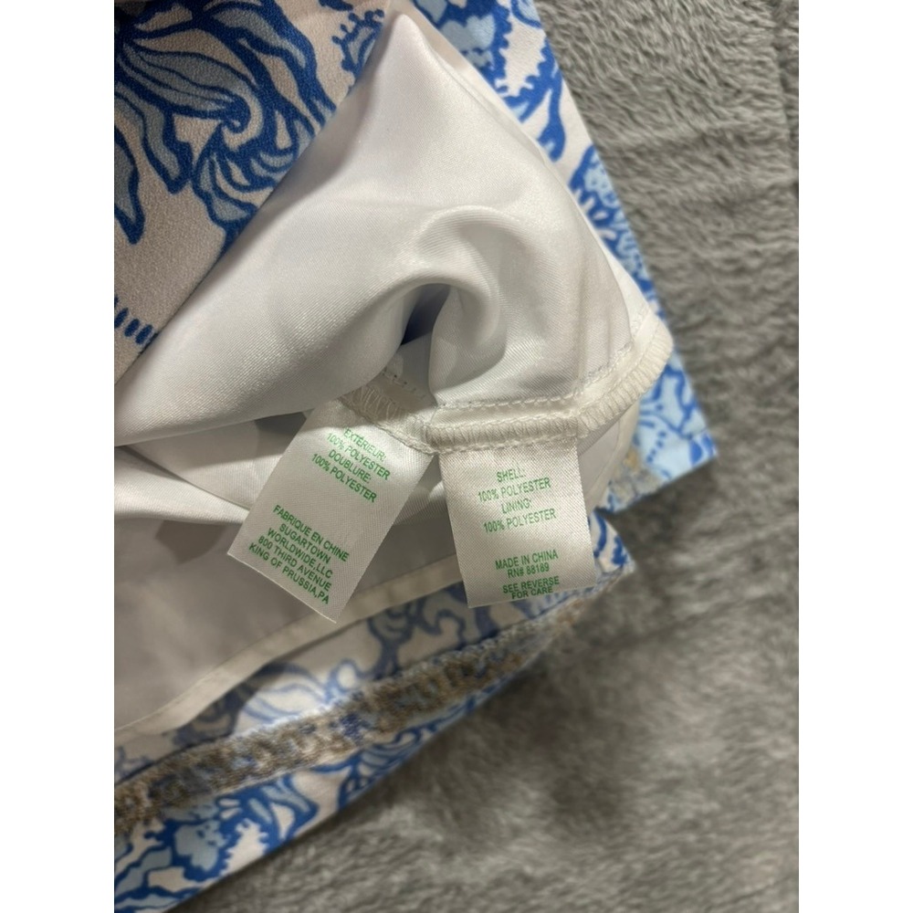 Lilly Pulitzer Dress Womens 12 Blue White Floral Sleeveless A Line Preppy - Picture 10 of 13